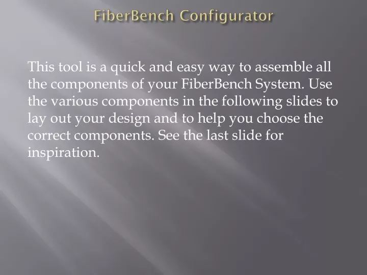 fiberbench configurator