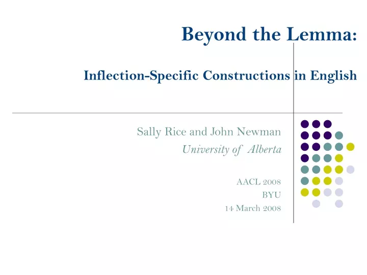 beyond the lemma inflection specific constructions in english