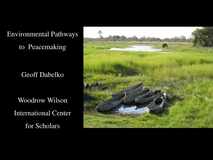 environmental pathways to peacemaking geoff