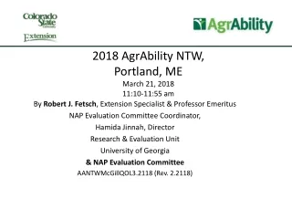 2018 AgrAbility NTW,  Portland, ME March 21, 2018 11:10-11:55 am