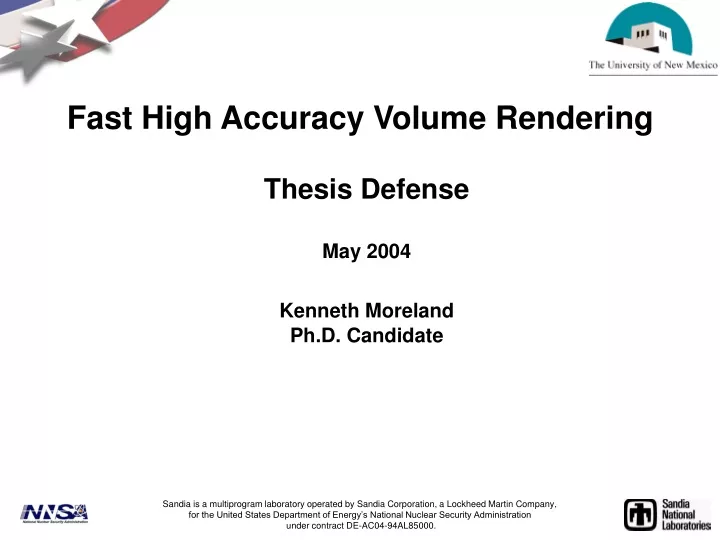 fast high accuracy volume rendering
