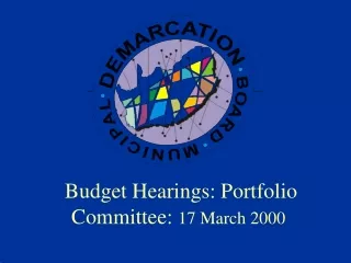 Budget Hearings: Portfolio Committee:  17 March 2000