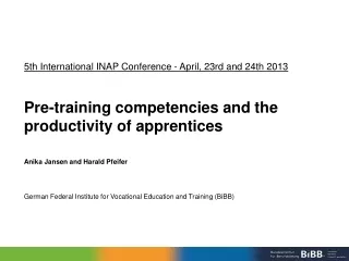 5th International INAP Conference -  April, 23rd and 24th 2013