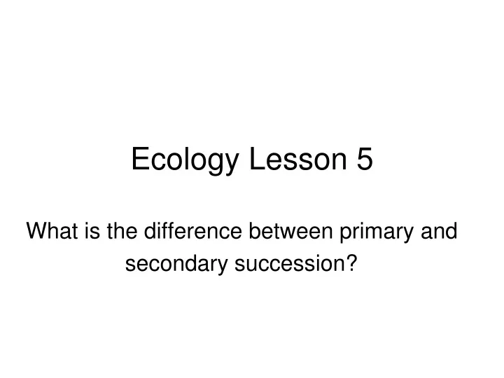 ecology lesson 5