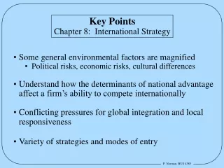 Key Points Chapter 8:  International Strategy