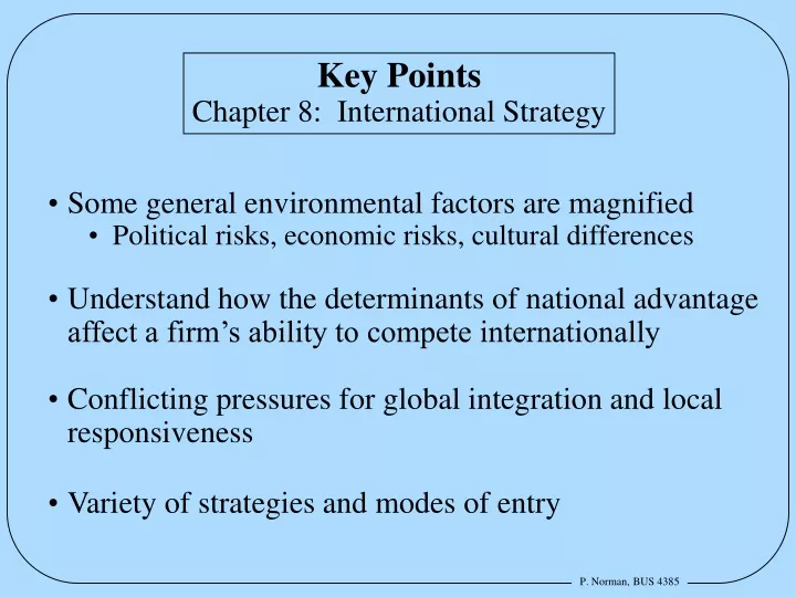 key points chapter 8 international strategy
