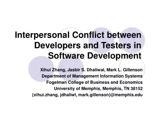Interpersonal Conflict between Developers and Testers in Software Development