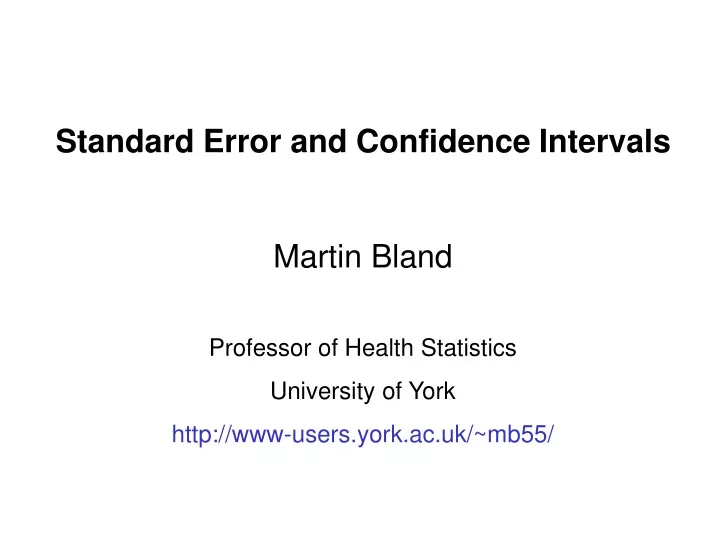 standard error and confidence intervals martin