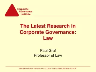 The Latest Research in Corporate Governance: Law