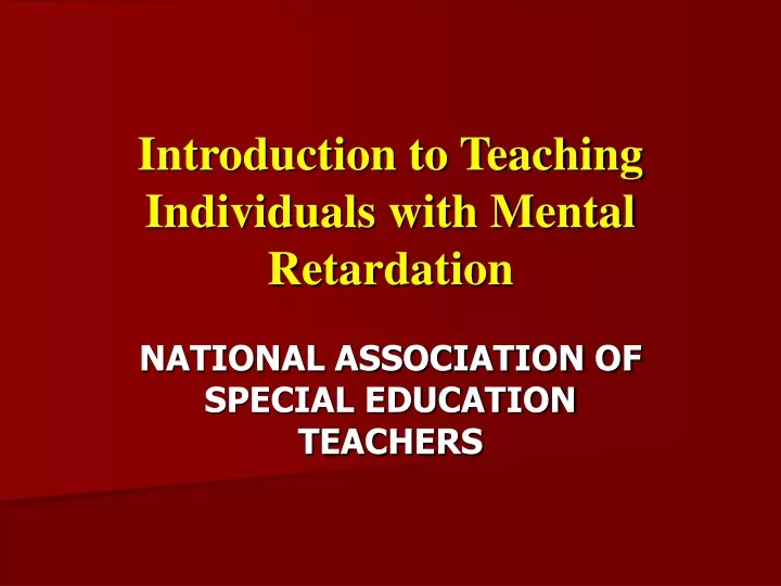 introduction to teaching individuals with mental retardation