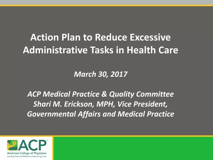 action plan to reduce excessive administrative