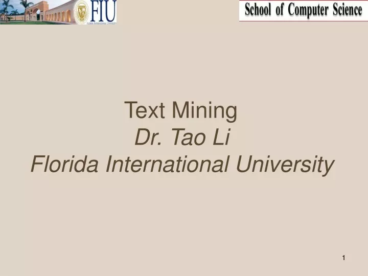 text mining dr tao li florida international university