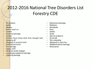 2012-2016 National Tree Disorders List  Forestry CDE