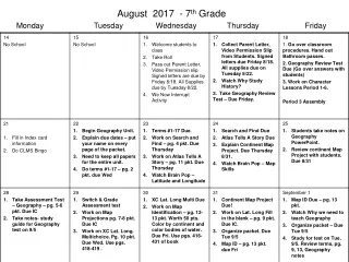 August  2017  - 7 th  Grade