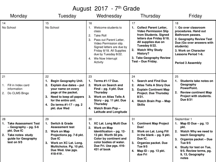 august 2017 7 th grade