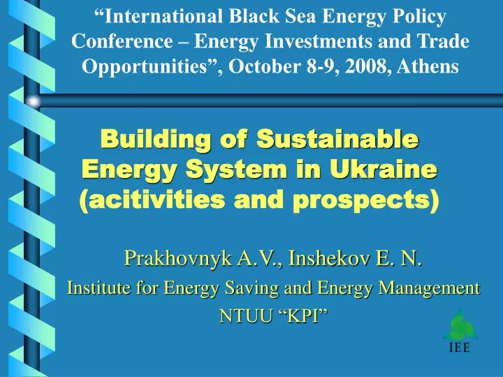 building of sustainable energy system in ukraine acitivities and prospects
