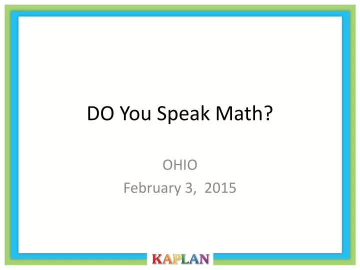 do you speak math
