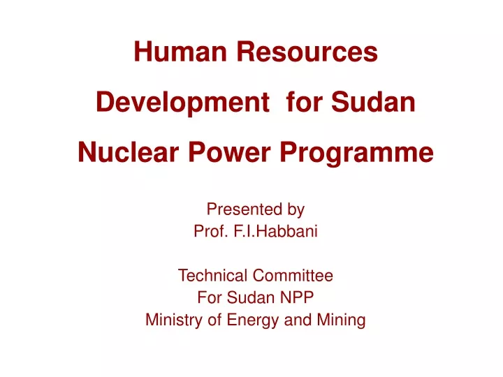 human resources development for sudan nuclear