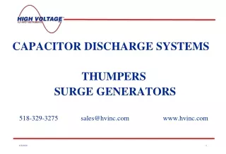 CAPACITOR DISCHARGE SYSTEMS THUMPERS   SURGE GENERATORS