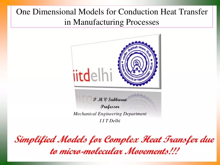 one dimensional models for conduction heat transfer in manufacturing processes