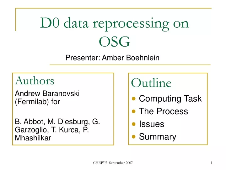 d0 data reprocessing on osg