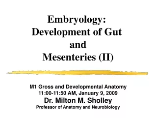 Embryology: Development of Gut  and  Mesenteries (II)