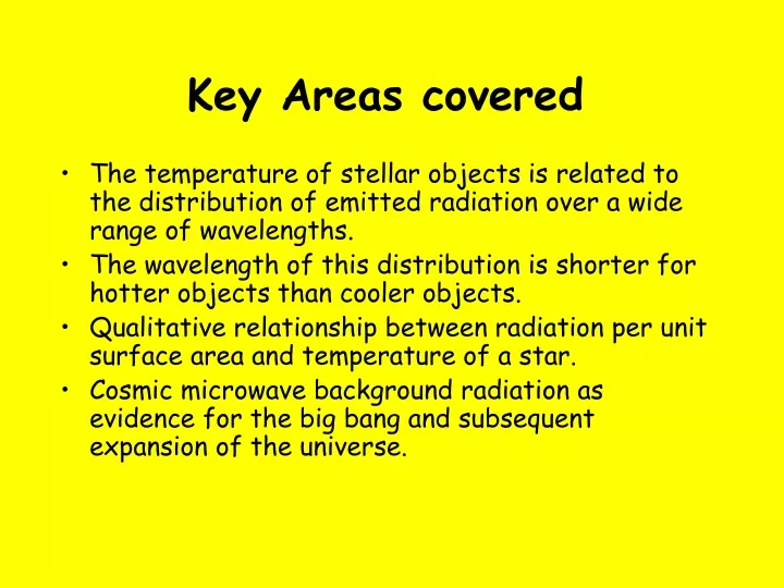 key areas covered