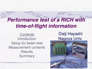 Performance test of a RICH with time-of-flight information