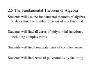 2.5 The Fundamental Theorem of Algebra