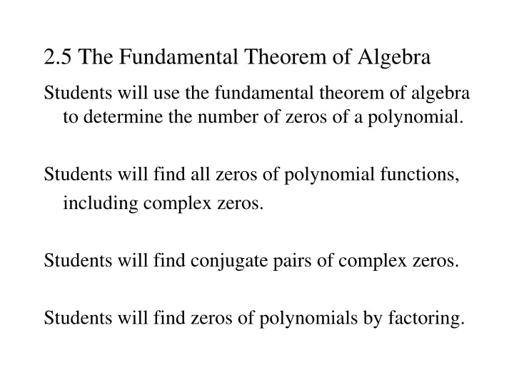 2 5 the fundamental theorem of algebra