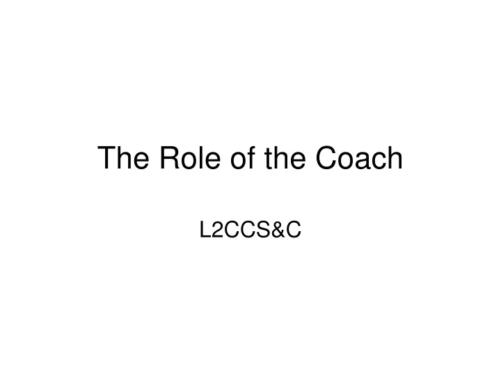 the role of the coach