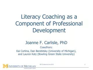 Literacy Coaching as a Component of Professional Development