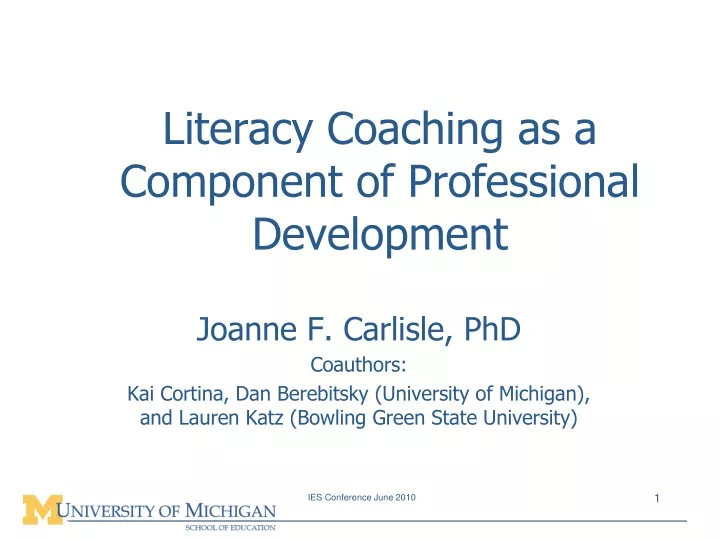literacy coaching as a component of professional development