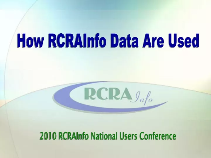 how rcrainfo data are used