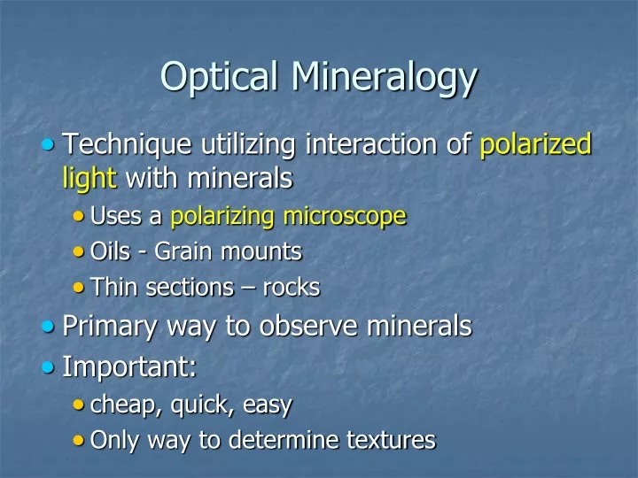 optical mineralogy