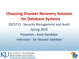 Choosing Disaster Recovery Solution for Database Systems