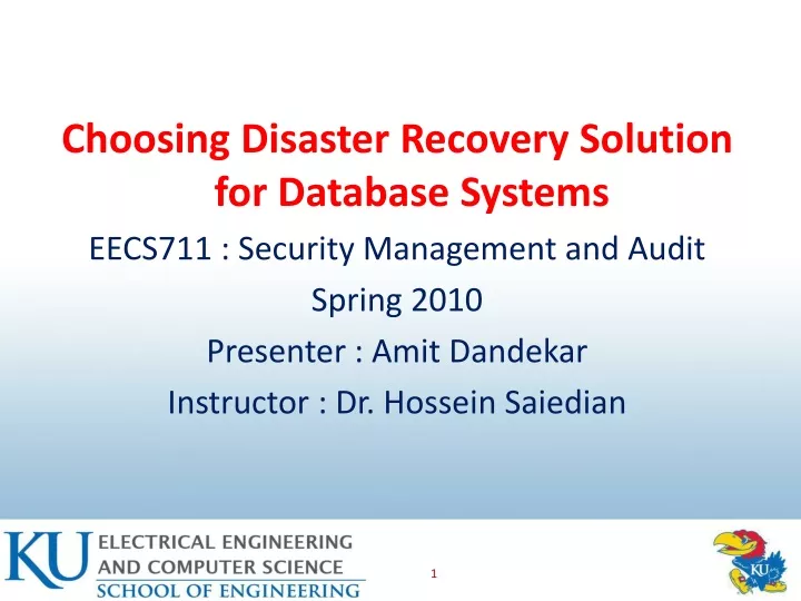 choosing disaster recovery solution for database