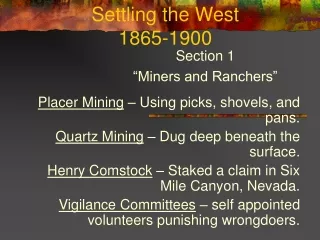 Settling the West 1865-1900