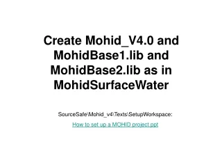 Create Mohid_V4.0 and MohidBase1.lib and MohidBase2.lib as in MohidSurfaceWater