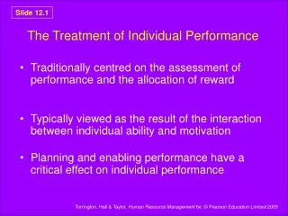 The Treatment of Individual Performance