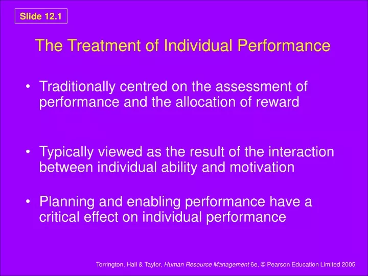the treatment of individual performance