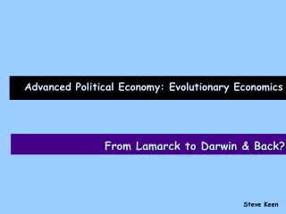 Advanced Political Economy: Evolutionary Economics