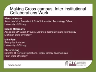 Making Cross-campus, Inter-institutional Collaborations Work