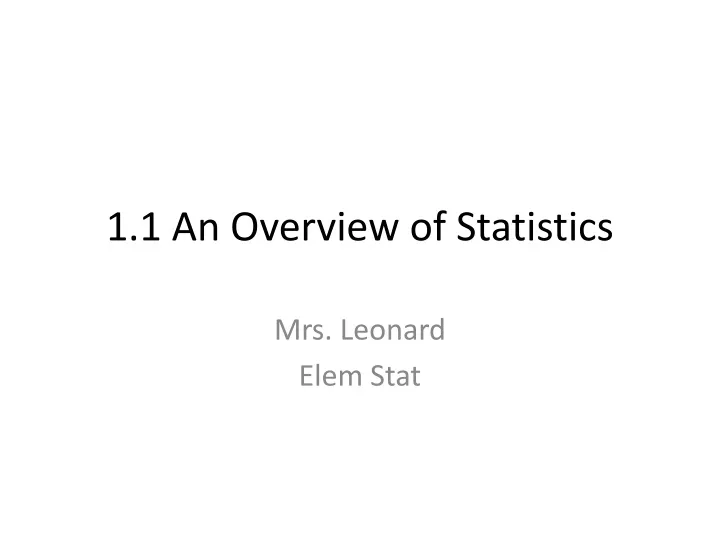 1 1 an overview of statistics