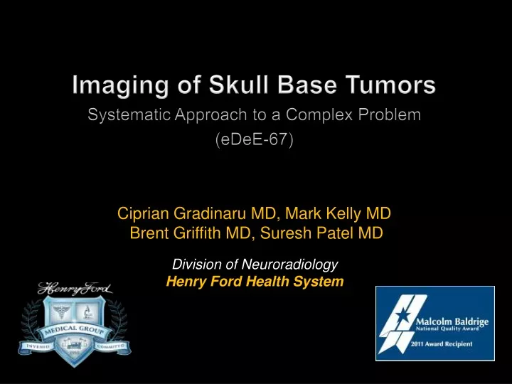 imaging of skull base tumors systematic approach