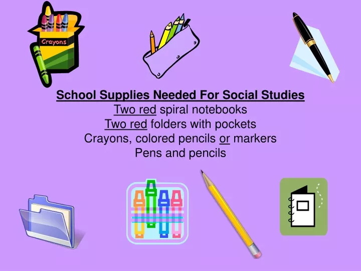 school supplies needed for social studies