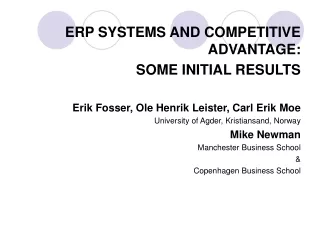 ERP SYSTEMS AND COMPETITIVE ADVANTAGE: SOME INITIAL RESULTS