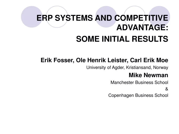 erp systems and competitive advantage some