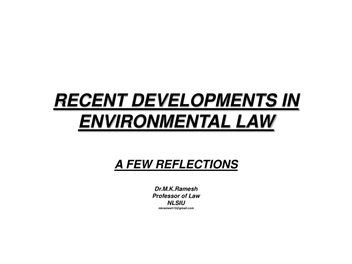 recent developments in environmental law