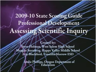 2009-10 State Scoring Guide  Professional Development Assessing Scientific Inquiry